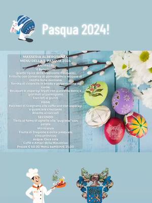 Menu del pranzo di Pasqua 2024🌷🐣 Pasqua si avvicina e cosa c'è di meglio che festeggiare con un pranzo delizioso in famiglia?🐰🍽 Unisciti a noi presso l'incantevole Masseria Alberotanza a Conversano per un pranzo speciale che delizierà i tuoi sensi e riempirà il tuo cuore di gioia!Il nostro esclusivo menu fisso per Pasqua comprende una selezione di piatti tradizionali e creativi, con bevande incluse, a soli 60,00 € per gli adulti e 25,00 € per i più piccoli. #pasqua #bari #agriturismo